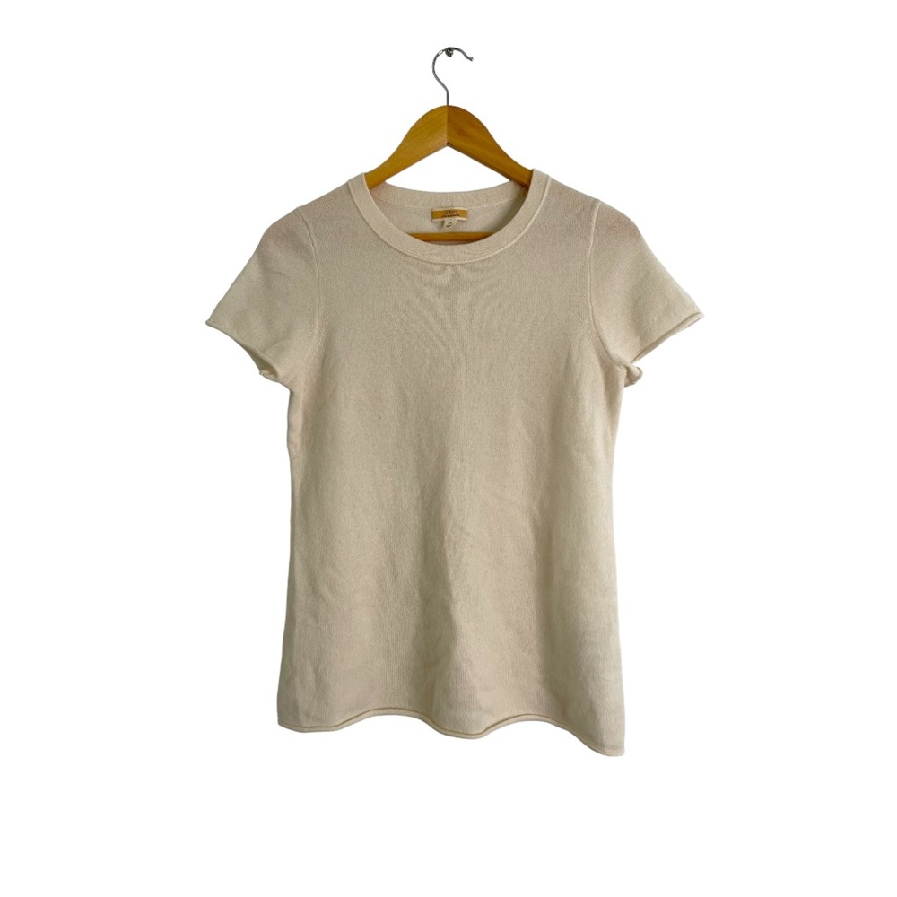 J. Crew Cream Short Sleeve Crewneck Cashmere Tee